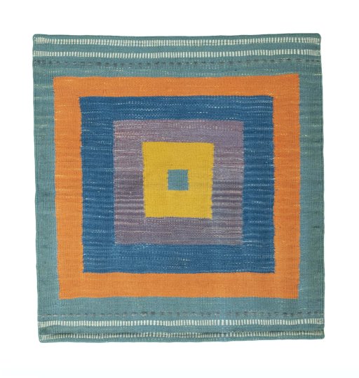Full view of New Kilim Sofre rug from Iran / Persia, 85 × 80 cm in Multi Color tones