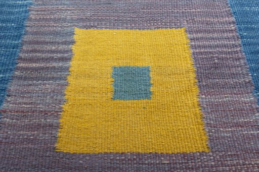 Backside of handmade New Kilim Sofre rug showing knot structure and weave density