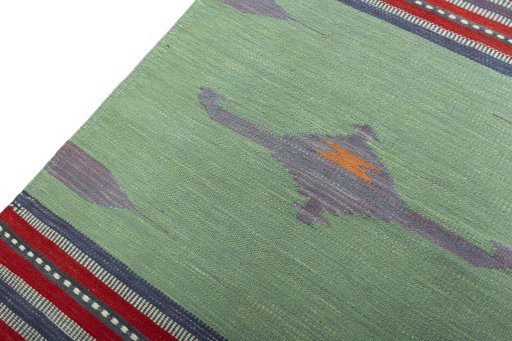 Surface texture of New Kilim Sofre rug with natural Wool and intricate pattern