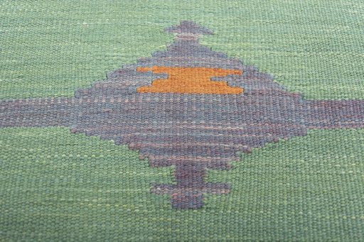 Backside of handmade New Kilim Sofre rug showing knot structure and weave density