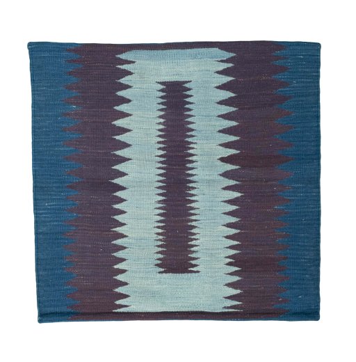 Full view of New Kilim Sofre rug from Iran / Persia, 82 × 85 cm in Blue tones