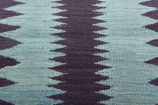 Backside of handmade New Kilim Sofre rug showing knot structure and weave density