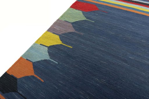 Surface texture of New Kilim Sofre rug with natural Wool and intricate pattern