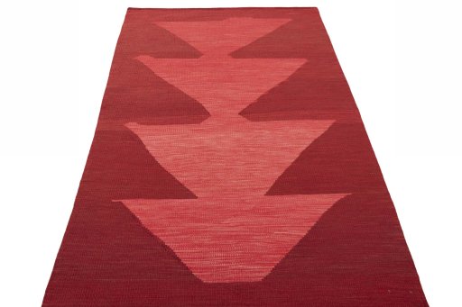 Close-up detail of New Kilim Sofre rug from Iran / Persia showing Wool weave