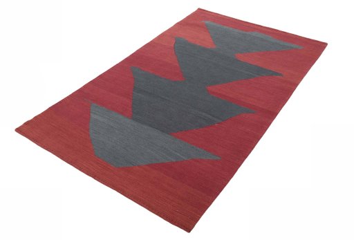 Corner detail of New Kilim Sofre rug showing border pattern and Wool pile