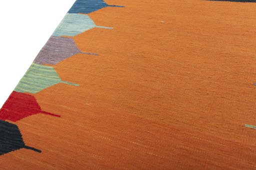 Surface texture of New Kilim Sofre rug with natural Wool and intricate pattern