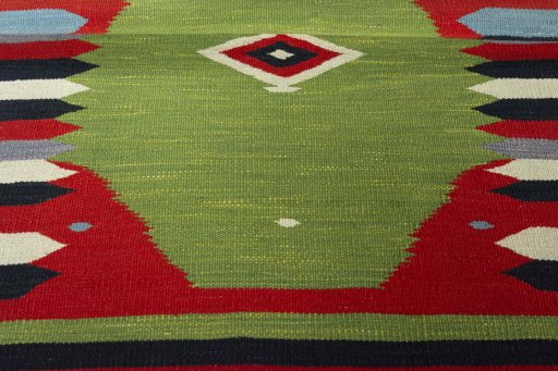 Full view of New Kilim Sofre rug from Iran / Persia, 100 × 85 cm in Multi Color tones