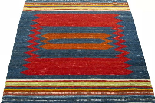 Close-up detail of New Kilim Sofre rug from Turkey showing Wool weave