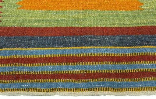 Central medallion detail of New Kilim Sofre rug from Turkey