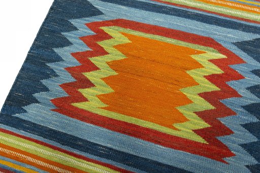 Surface texture of New Kilim Sofre rug with natural Wool and intricate pattern