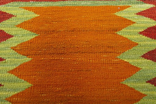 Backside of handmade New Kilim Sofre rug showing knot structure and weave density