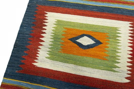 Surface texture of New Kilim Sofre rug with natural Wool and intricate pattern