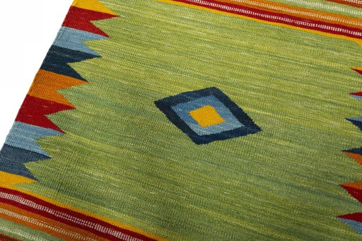 Surface texture of New Kilim Sofre rug with natural Wool and intricate pattern