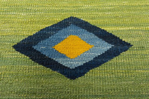 Backside of handmade New Kilim Sofre rug showing knot structure and weave density