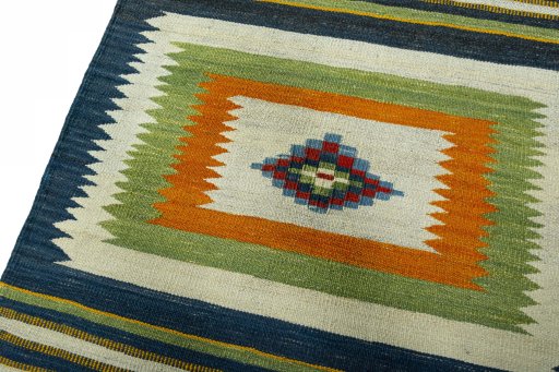 Surface texture of New Kilim Sofre rug with natural Wool and intricate pattern