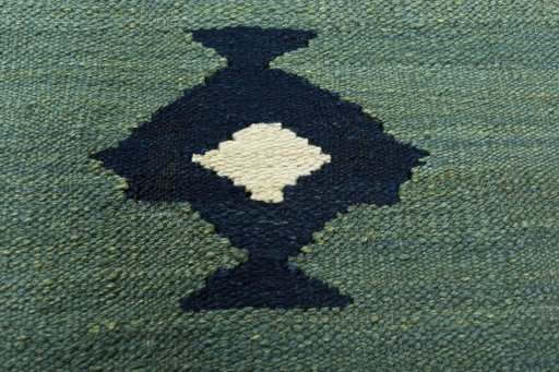 Backside of handmade New Kilim Sofre rug showing knot structure and weave density