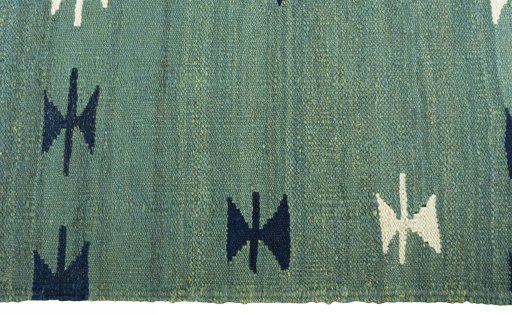 Close-up detail of New Kilim Sofre rug from Turkey showing Wool weave