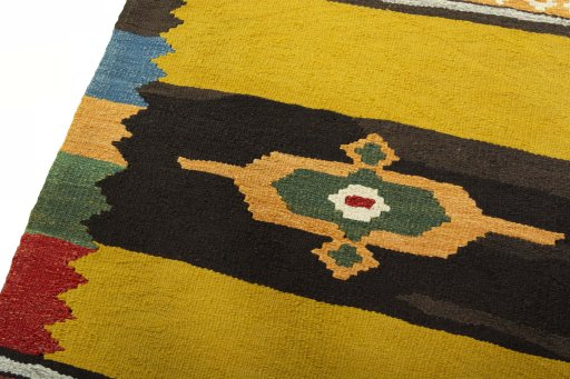 Surface texture of New Kilim Sofre rug with natural Wool and intricate pattern