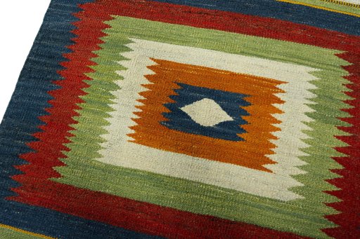 Surface texture of New Kilim Sofre rug with natural Wool and intricate pattern