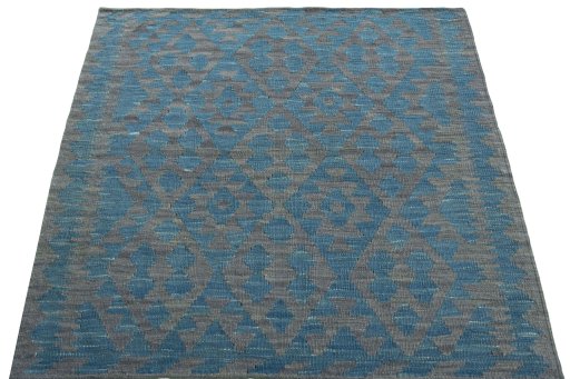 Close-up detail of New Kilim Sofre rug from Turkey showing Wool weave