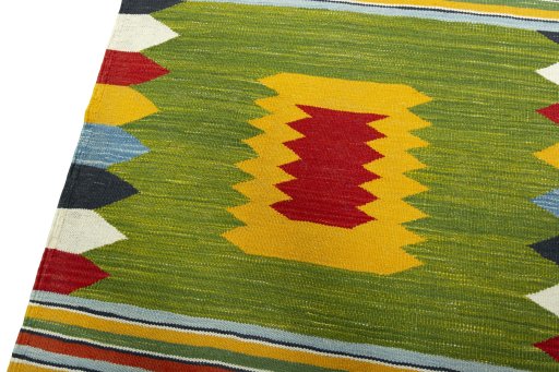 Surface texture of New Kilim Sofre rug with natural Wool and intricate pattern