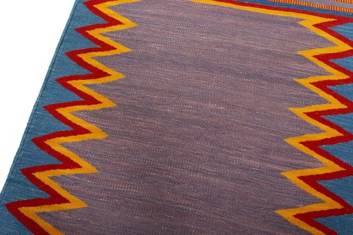 Surface texture of New Kilim Sofre rug with natural Wool and intricate pattern