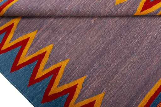 Full view of New Kilim Sofre rug from Turkey, 113 × 92 cm in Multi Color tones