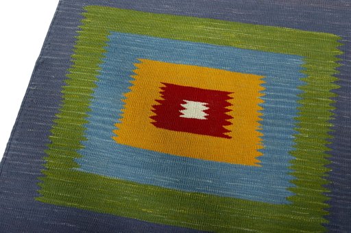 Surface texture of New Kilim Sofre rug with natural Wool and intricate pattern