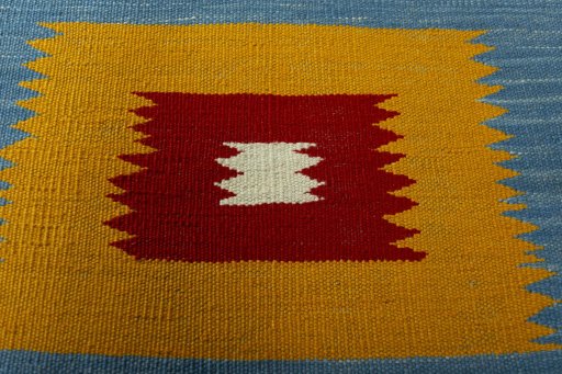 Backside of handmade New Kilim Sofre rug showing knot structure and weave density
