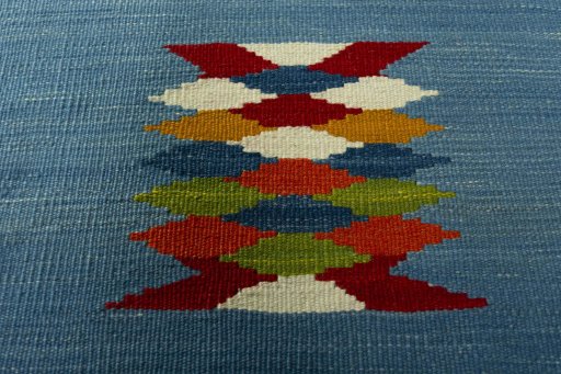 Backside of handmade New Kilim Sofre rug showing knot structure and weave density