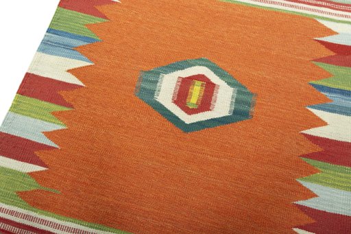 Surface texture of New Kilim Sofre rug with natural Wool and intricate pattern