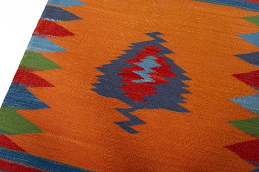 Surface texture of New Kilim Sofre rug with natural Wool and intricate pattern