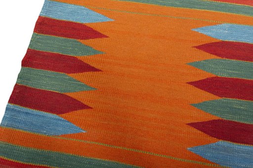 Surface texture of New Kilim Sofre rug with natural Wool and intricate pattern