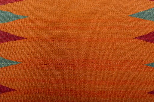 Backside of handmade New Kilim Sofre rug showing knot structure and weave density