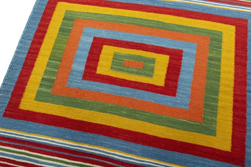 Surface texture of New Kilim Sofre rug with natural Wool and intricate pattern