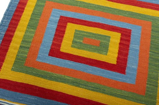 Surface texture of New Kilim Sofre rug with natural Wool and intricate pattern
