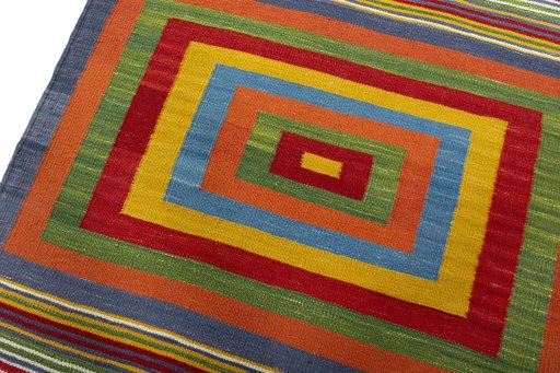 Surface texture of New Kilim Sofre rug with natural Wool and intricate pattern