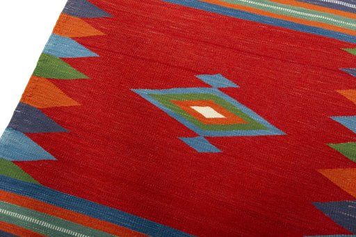 Surface texture of New Kilim Sofre rug with natural Wool and intricate pattern