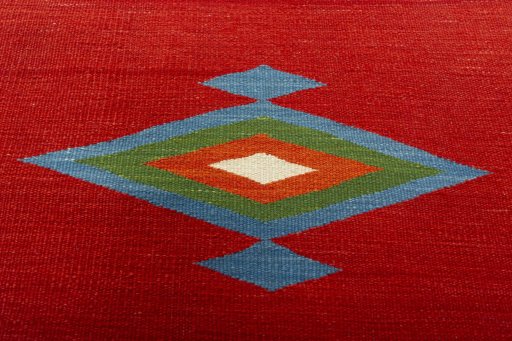 Backside of handmade New Kilim Sofre rug showing knot structure and weave density