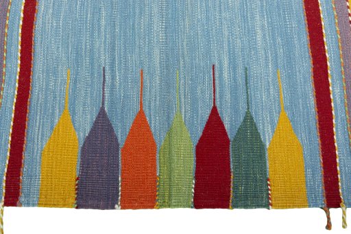 Close-up detail of New Kilim Sofre rug from Turkey showing Wool weave