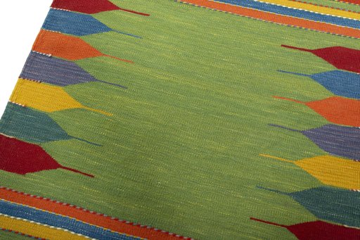 Surface texture of New Kilim Sofre rug with natural Wool and intricate pattern