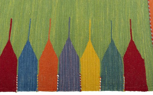 Close-up detail of New Kilim Sofre rug from Turkey showing Wool weave