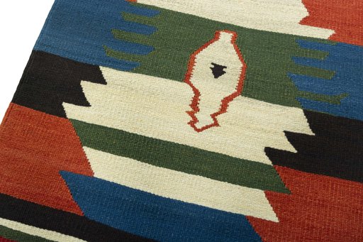 Surface texture of New Kilim Sofre rug with natural Wool and intricate pattern