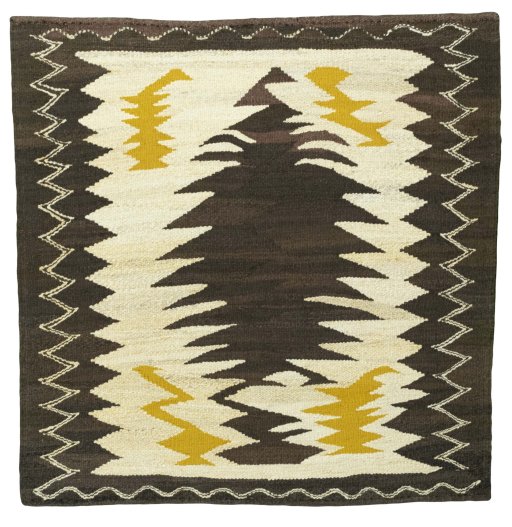 Full view of New Kilim Sofre rug from Turkey, 102 × 100 cm in Multi Color tones