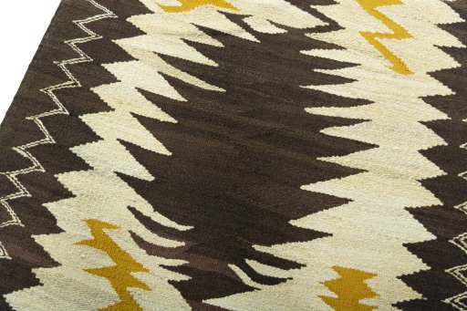 Surface texture of New Kilim Sofre rug with natural Wool and intricate pattern