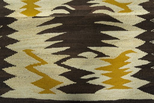Full view of New Kilim Sofre rug from Turkey, 102 × 100 cm in Multi Color tones