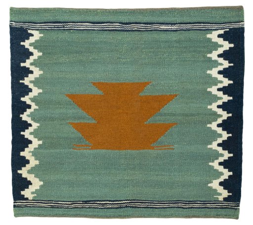 Full view of New Kilim Sofre rug from Turkey, 96 × 106 cm in Multi Color tones