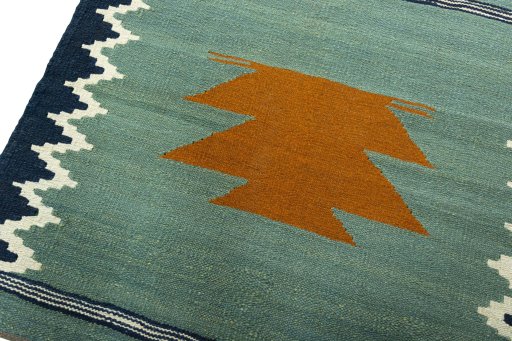 Surface texture of New Kilim Sofre rug with natural Wool and intricate pattern