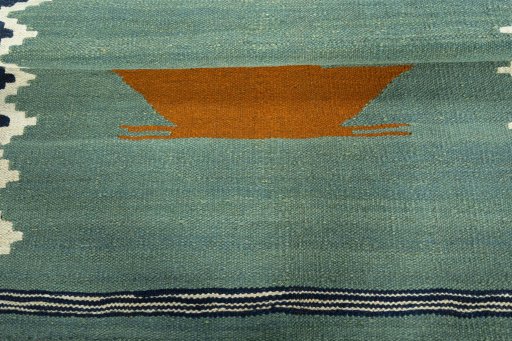 Full view of New Kilim Sofre rug from Turkey, 96 × 106 cm in Multi Color tones