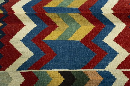 Full view of New Kilim Sofre rug from Turkey, 99 × 104 cm in Multi Color tones